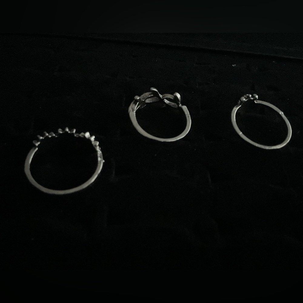New x3 Silver Tone Rings Turtle Flowers Nature Boho Trendy Fashion Set Size 5/6 - Picture 7 of 7